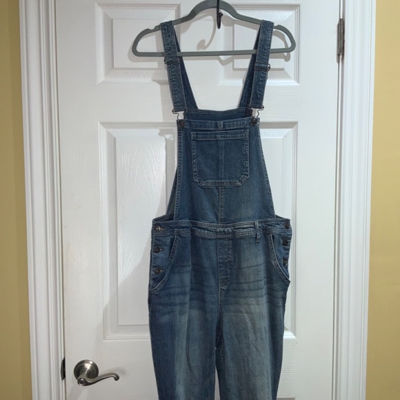 No Boundaries bib overalls Sz XXL distressed adjustable straps side buttons msr - Picture 2 of 9